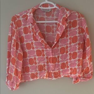 Vibrant Pink and Orange Cropped Blouse